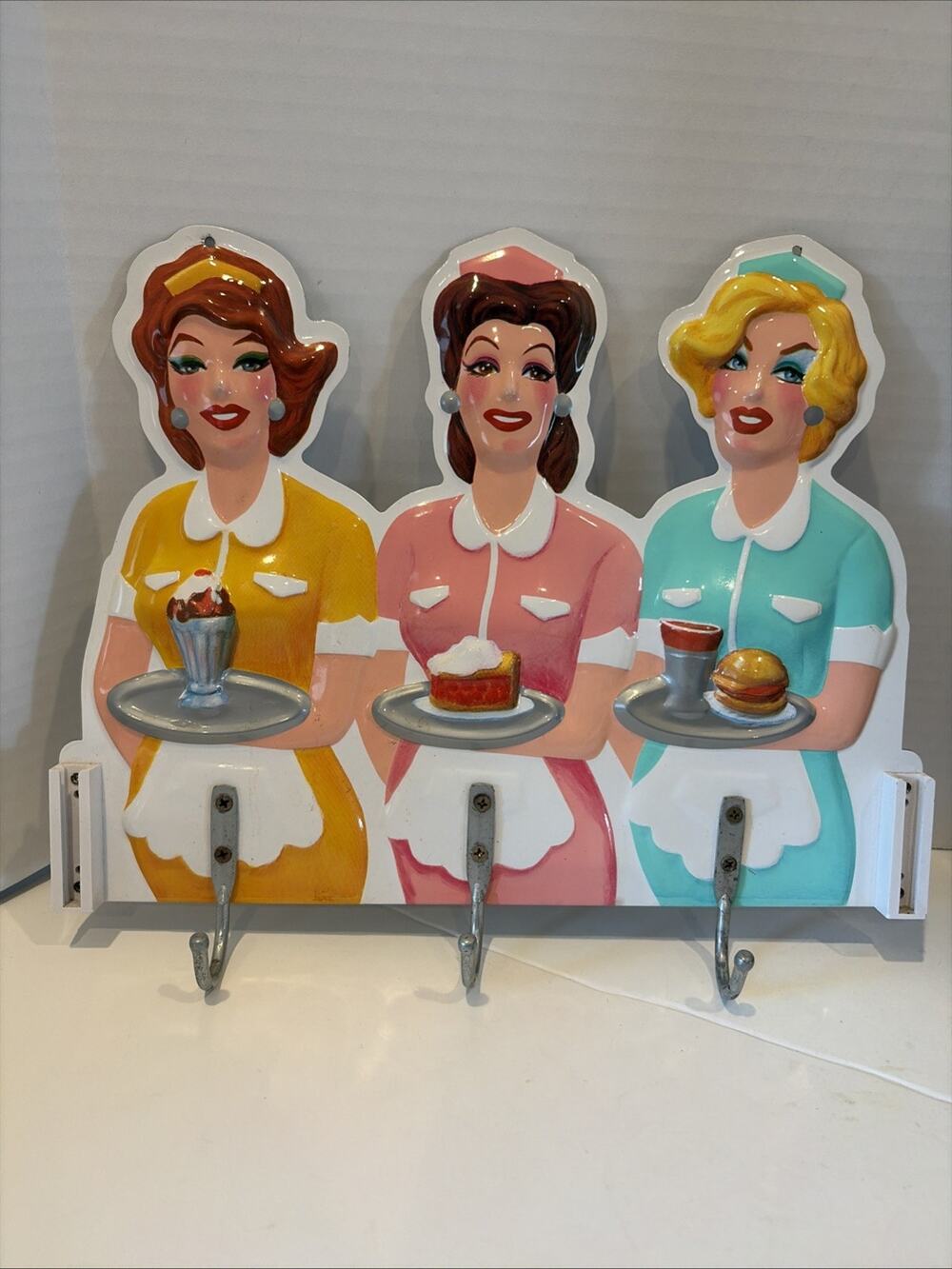 Rare STELLA'S DINER HANDY HOOKS 50'S WAITRESS CARHOP DIE-CUT 1988 ( Modified )